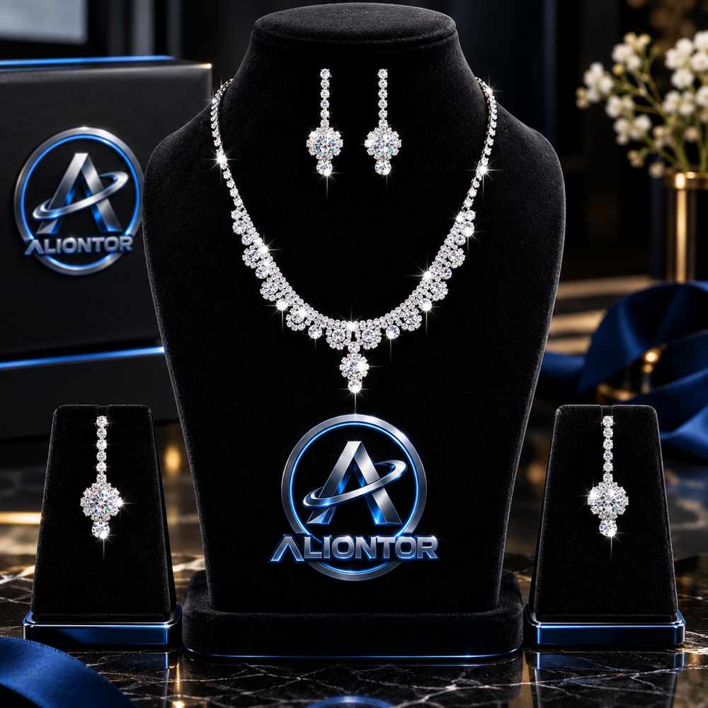Premium Crystal Necklace, Earrings & Bracelet Set – Elegant 3-Piece Jewelry Set